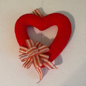 Small Heart wreath Valentine's Day Love Wreath Red Yarn wrapped Heart Wall Decor